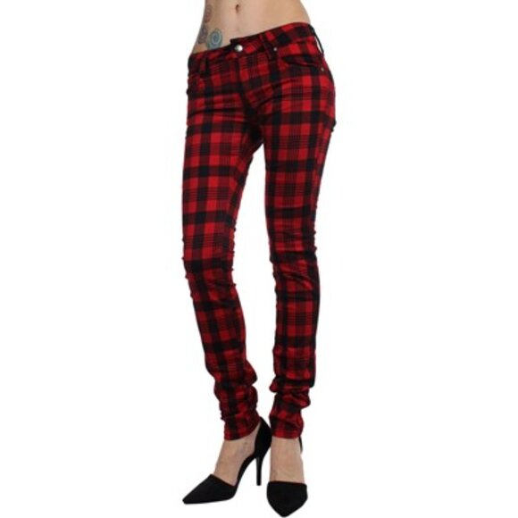 Tripp NYC - Womens Plaid T-Jeans, size 24 US womens, color red. - Picture 1 of 8